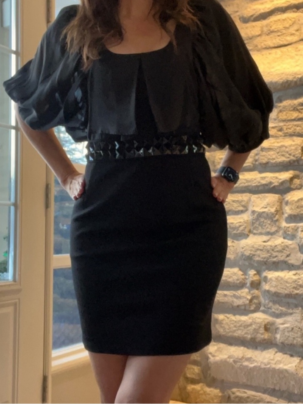 MACKAGE Black Mini Wool Silk Chiffon Dress Size 6 to 8 Like New